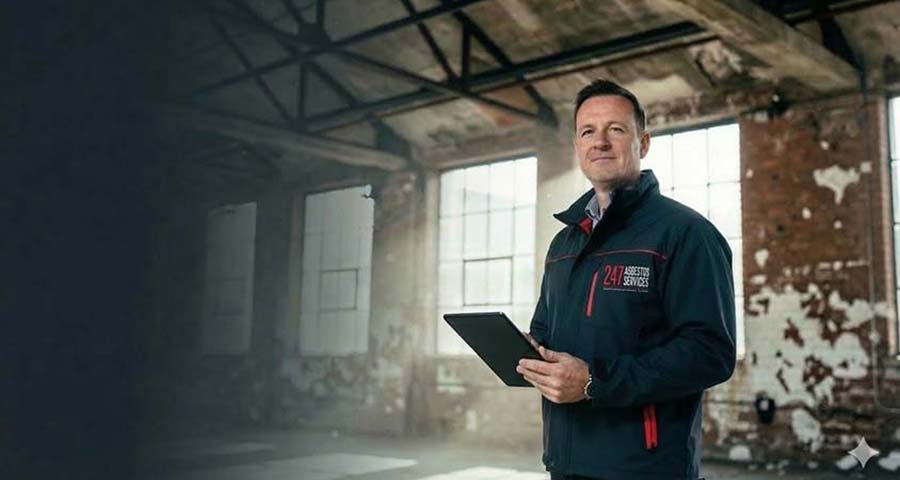 Asbestos refurbishment survey in progress at a pre-2000 Birmingham commercial building 