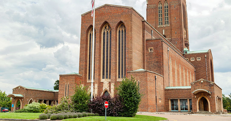 outside the iconic guildford cathedral