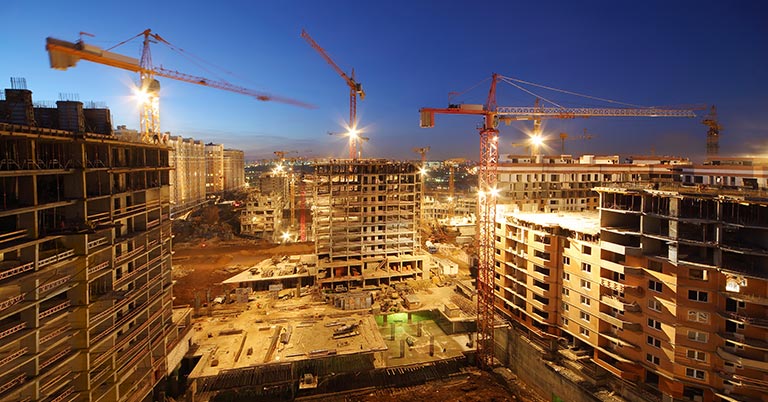 construction site at night